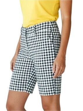 GG Blue Shorts Golf Tennis Hiking Black White Gingham Check Bermuda Sz 12